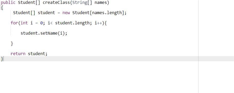 JAVA Given an array of Student names, create and return an array of Student objects-example-1