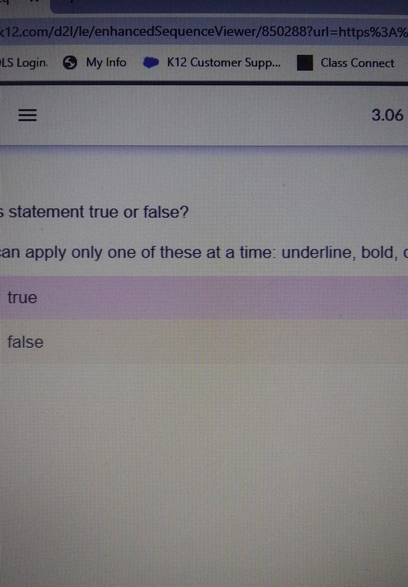 Is this statement true or false? You can apply only one of these at a time: underline-example-1