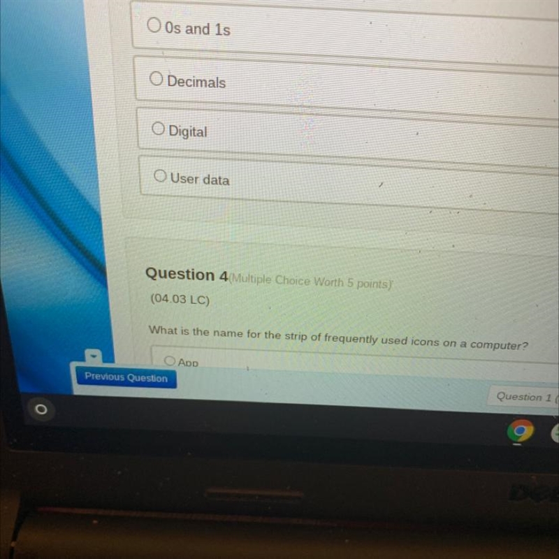 What does binary mean? Os and 1s O Decimals O Digital O User data-example-1