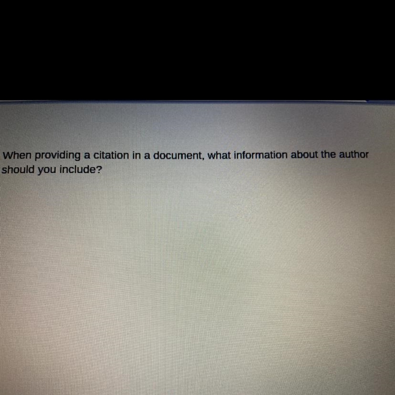 When providing a citation in a document, what information about the author should-example-1