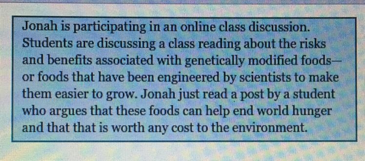 Jonah disagrees with the opinion expressed in the post he just read. What should he-example-1