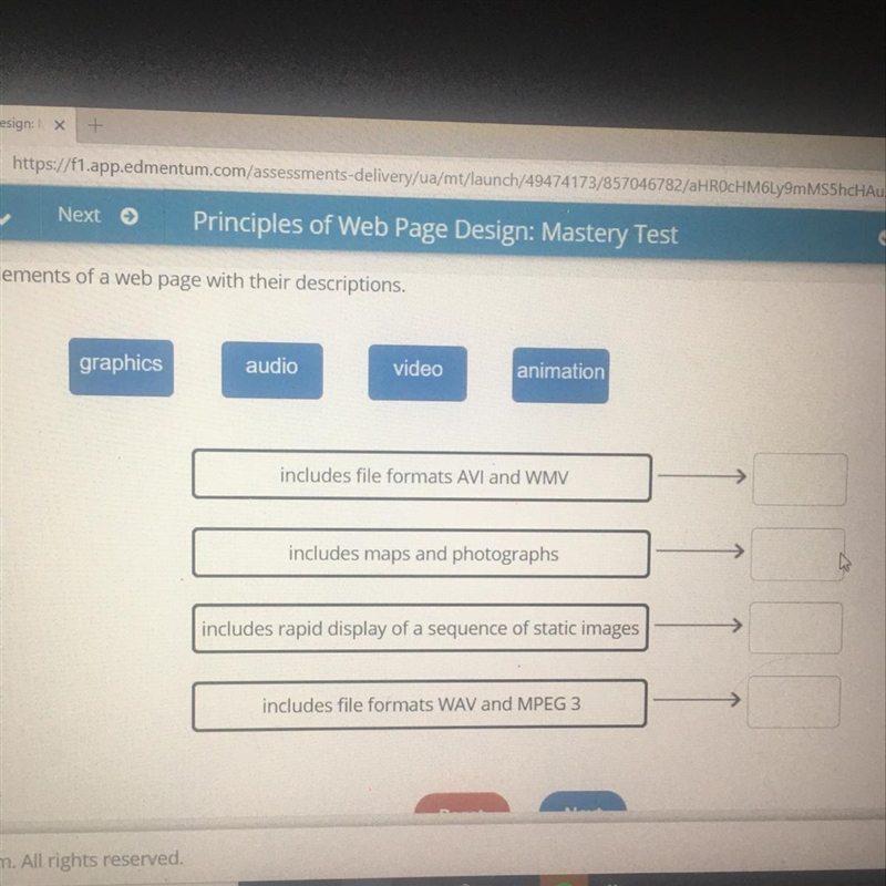 Match the elements of a web page with their description-example-1