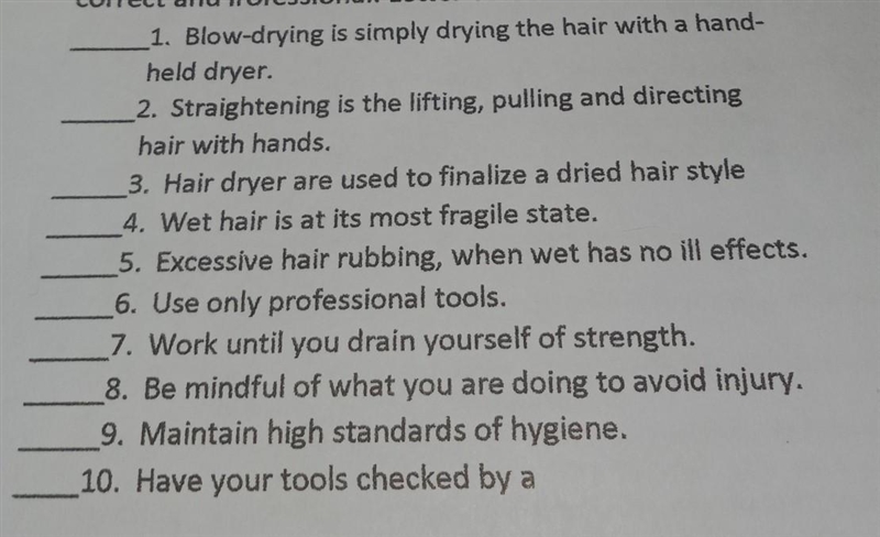 Direction: Put a check (/)mark if the statement is correct and Irofessional. Letter-example-1