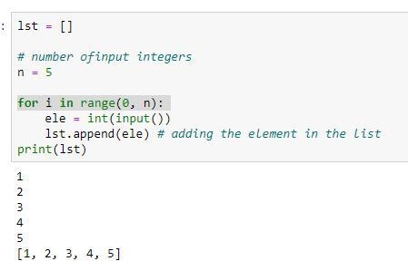 Write a Python program that will take as input 5 integer values and will output the-example-1