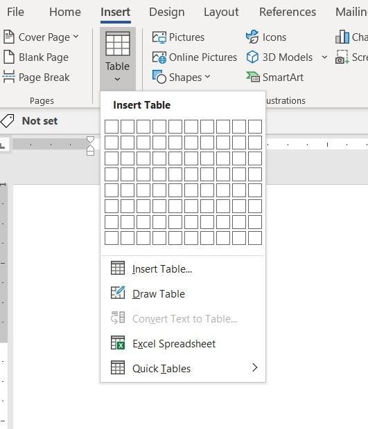 The table button is present in the ……… tab.​-example-1