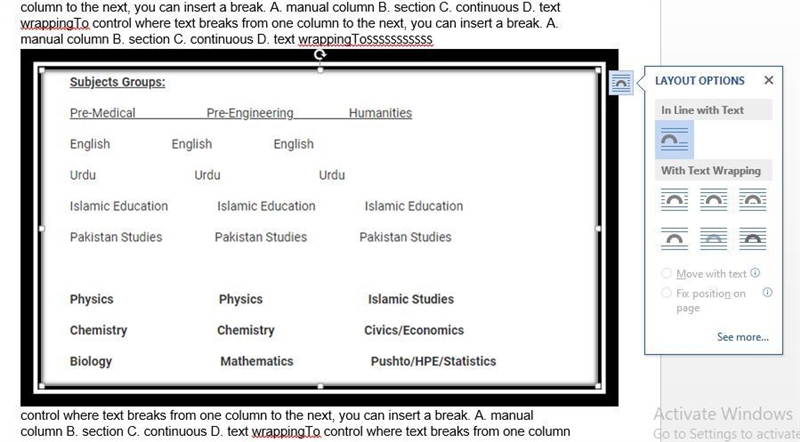 When a graphic is positioned in the line of text, thr graphic is positioned directly-example-1