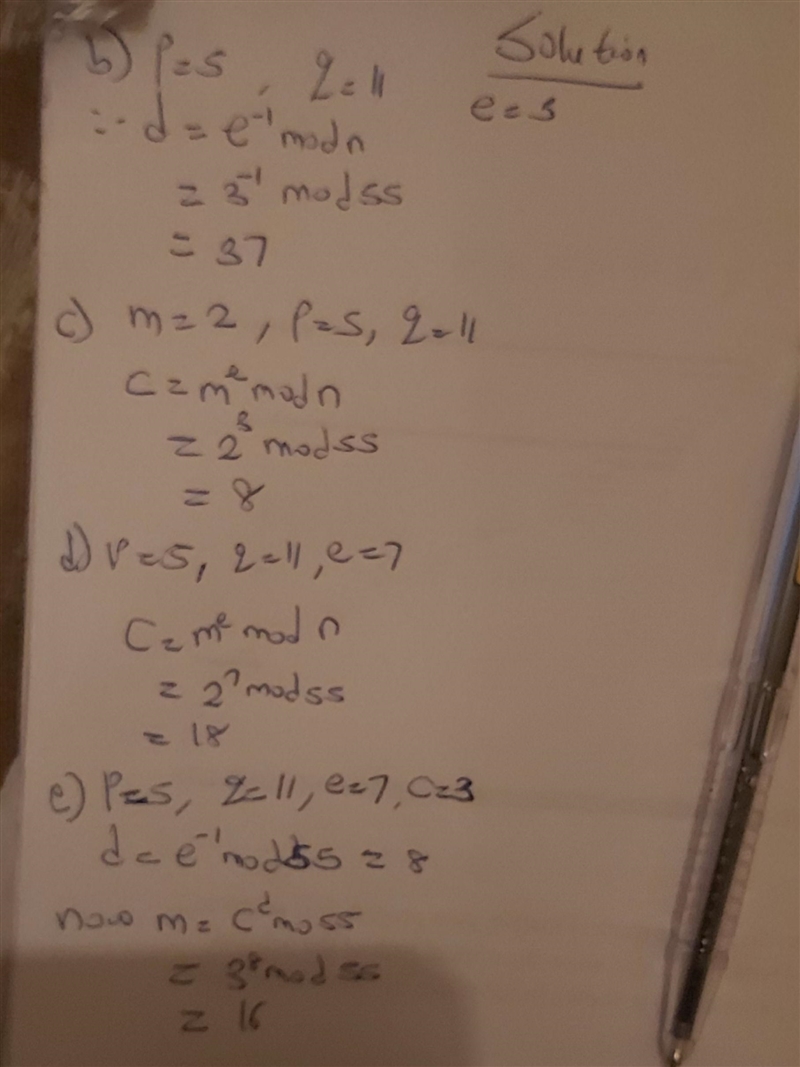 [20 pts] Assume that Bob wants to send a secret message to Alice using RSA encryption-example-1