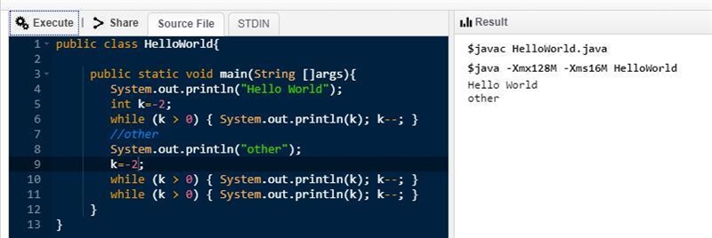 Consider the following two code segments: Segment 1: while (k > 0) { System.out-example-2