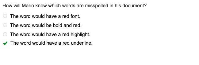 How will Mario know which words are misspelled in his document? The word would have-example-1