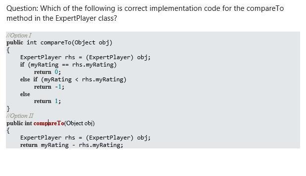 Which of the following is correct implementation code for the compareTo method in-example-2