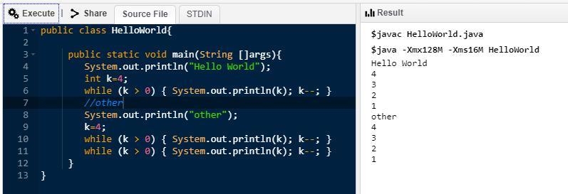 Consider the following two code segments: Segment 1: while (k > 0) { System.out-example-1