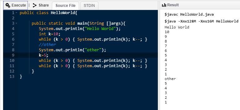 Consider the following two code segments: Segment 1: while (k > 0) { System.out-example-3