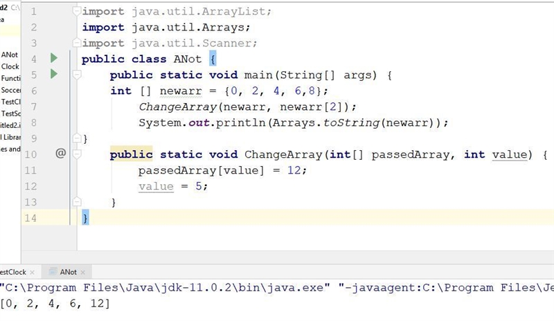 Consider array items, which contains the values 0, 2, 4, 6 and 8. If method changeArray-example-1