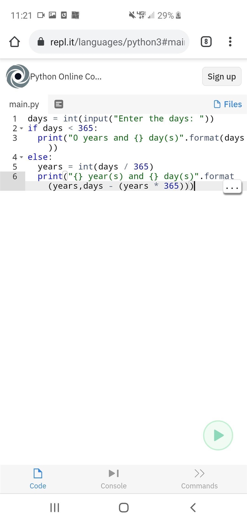 Write a program to enter the number of days and convert them into equivalent number-example-1