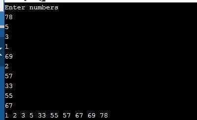 Create a program that takes 10 numbers as input and outputs the numbers sorted from-example-1