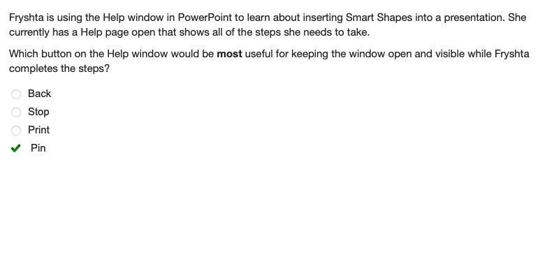 Fryshta is using the Help window in PowerPoint to learn about inserting Smart Shapes-example-1