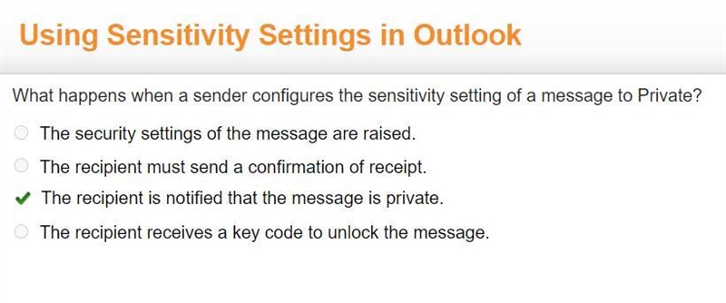 What happens when a sender configures the sensitivity setting of a message to Private-example-1