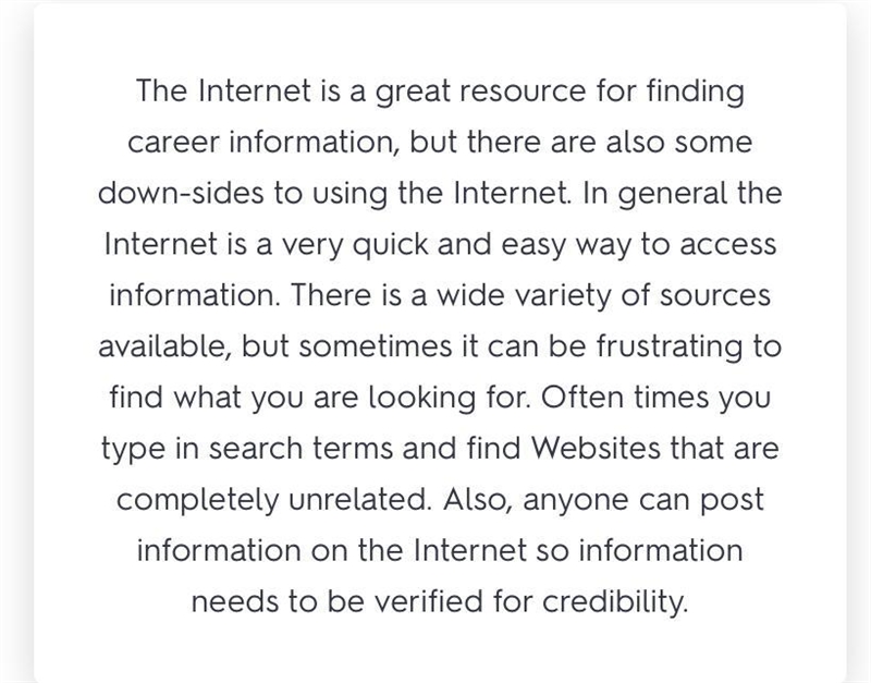 What are the pros and cons of using the Internet for researching career information-example-1