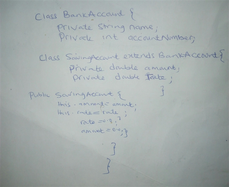 Assume the existence of a Bank Account class. Define a subclass, Savings Account that-example-1