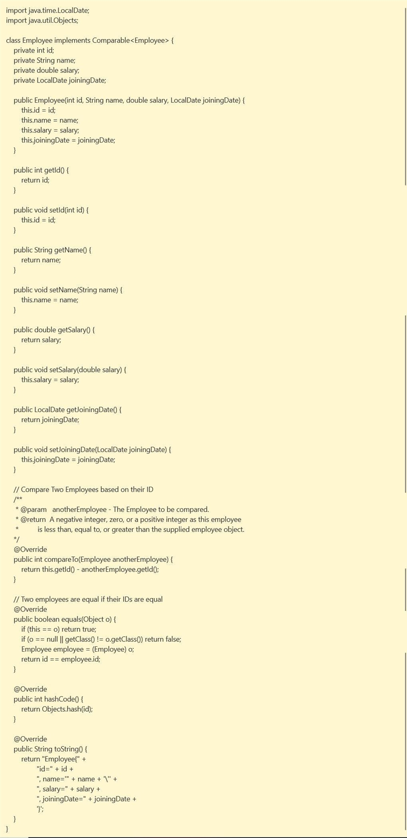 Suppose that the class Test implements the Comparable interface; has an instance method-example-1