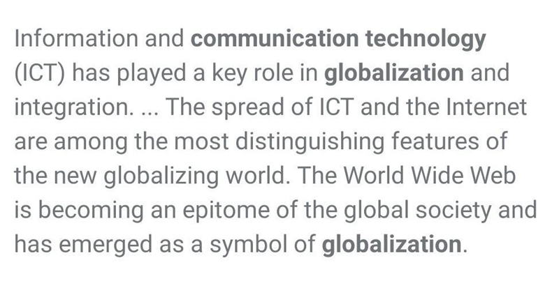 How globalization is related to communication technology?-example-1