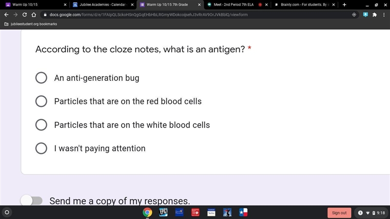 According to the cloze notes, what is an antigen? *-example-1