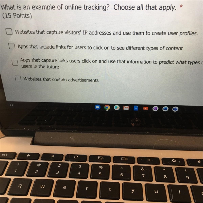 6. What is an example of online tracking? Chase all that apply."-example-1