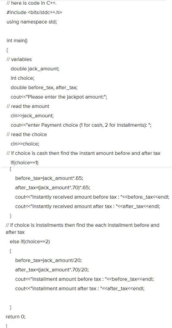 The jackpot of a lottery is paid in 20 annual installments. There is also a cash option-example-1