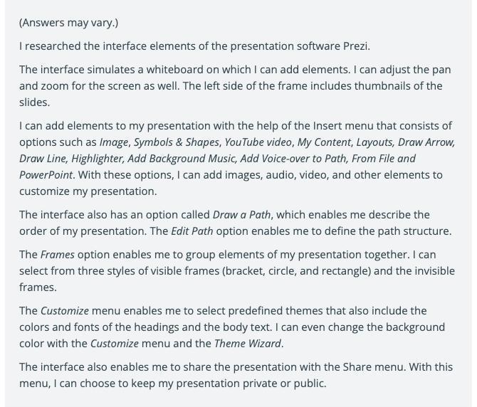Perform online research and learn about the elements of a presentation program interface-example-1