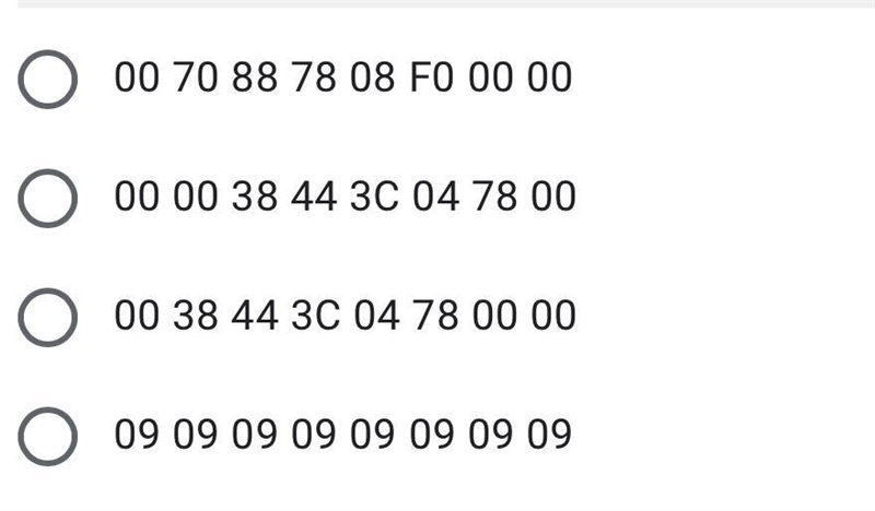 A bitmap picture can be represented by hexadecimal numbers. Each two-digit hexadecimal-example-2