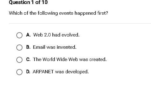 Which of the following events happened first?-example-1