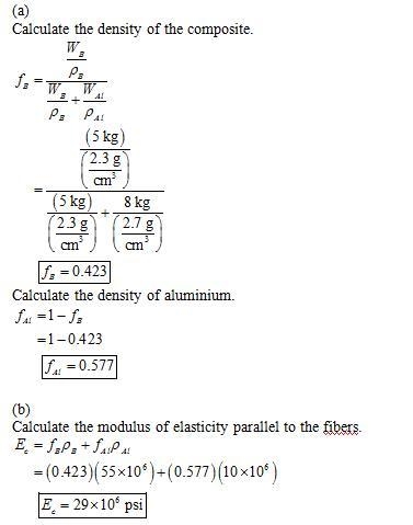 Boron fibers (of total mass 5kg, rho B = 2.3g/cc, σy B = 55MPa) are uniaxially introduced-example-1