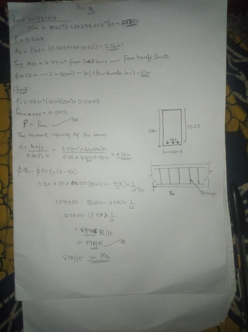 Problem: design the following rectangular floor beam for a building. Some design information-example-2