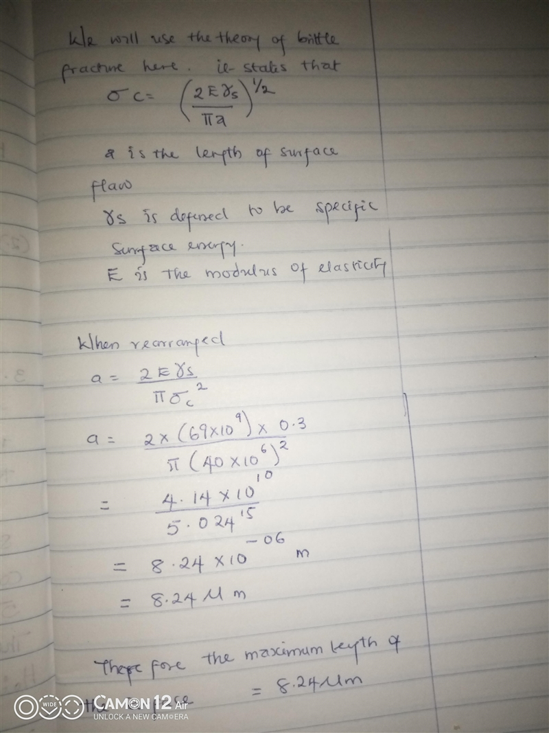 A glass plate is subjected to a tensile stress of 40 MPa. If the specific surface-example-1