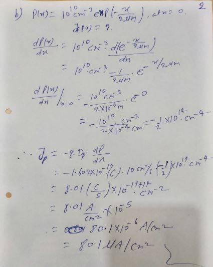 Calculate the diffusion current density for the following carrier distributions. For-example-2