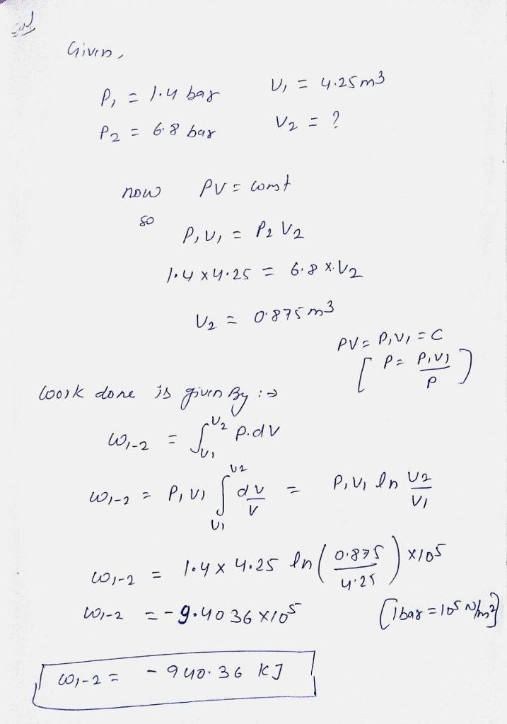 Air is compressed slowly in a piston-cylinder assembly from an initial state where-example-1