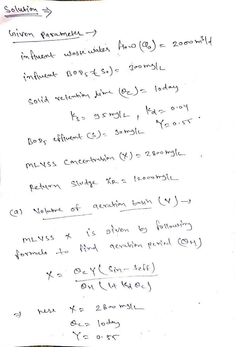 g 2000 m3/d flow from a dairy industry is treated in an activated sludge plant. The-example-1