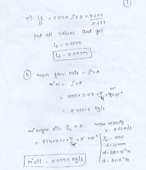 2.) For a 20‐mm‐diameter tube with either water or unused engine oil flowing through-example-3