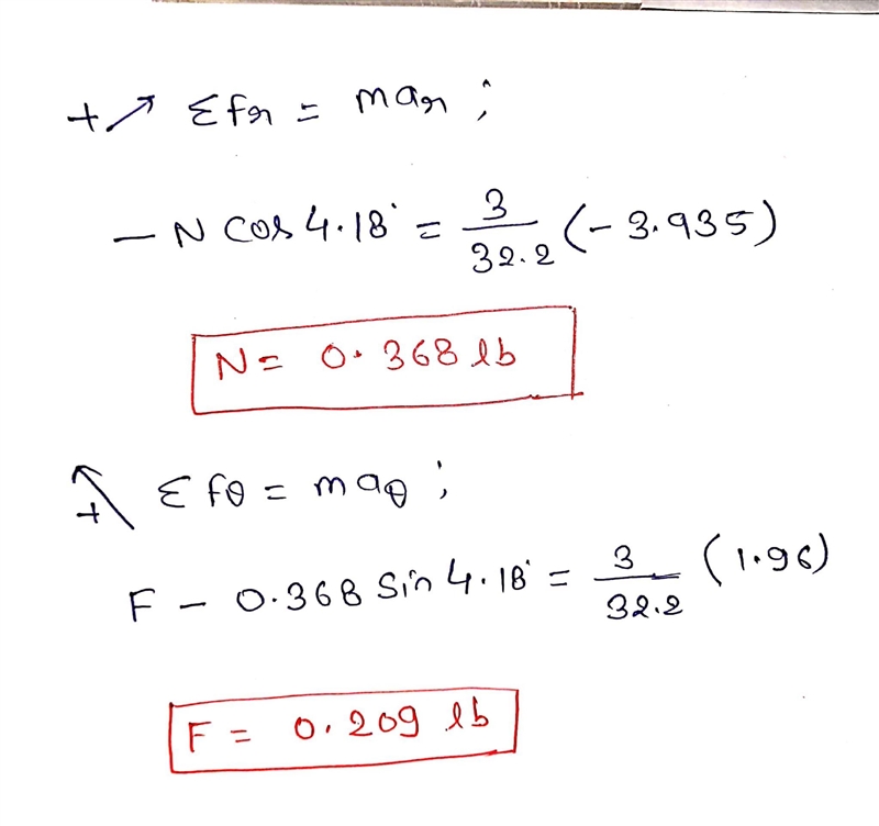 Using a forked rod, a smooth 3-lb particle is forced to move along around the horizontal-example-4