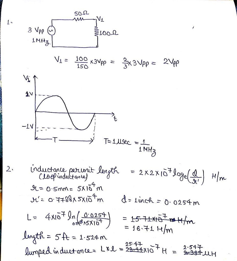 Determine the values of the lumped parasitic capacitor and inductor in a 5 ft long-example-2