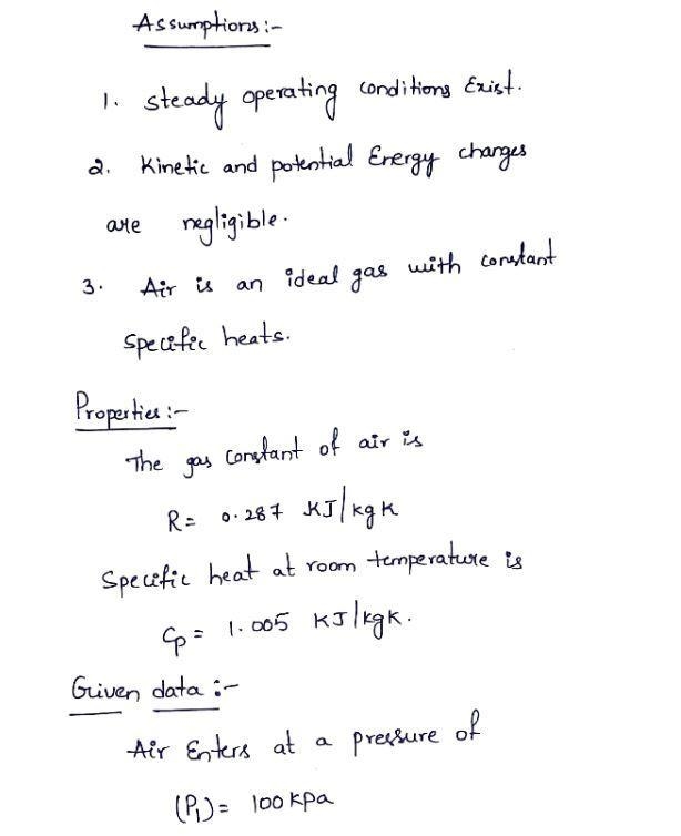 Air enters a compressor steadily at the ambient conditions of 100kPa and 20 degrees-example-1