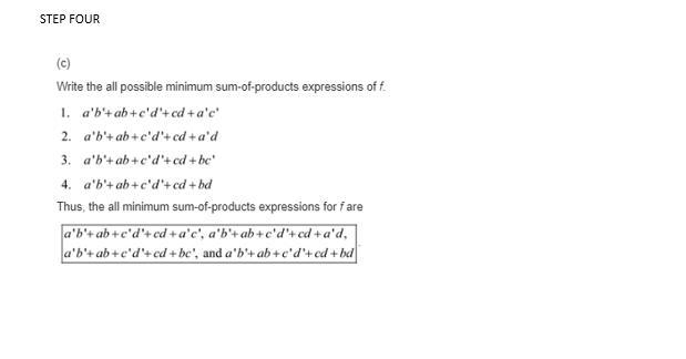 Four of the minterms of the completely specified function f(a, b, c, d) are m0, m-example-5