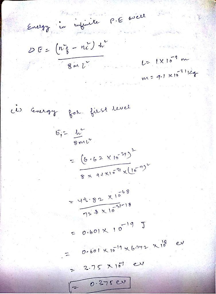 Infinite and finite potential energy well First consider an infinite one dimensional-example-1