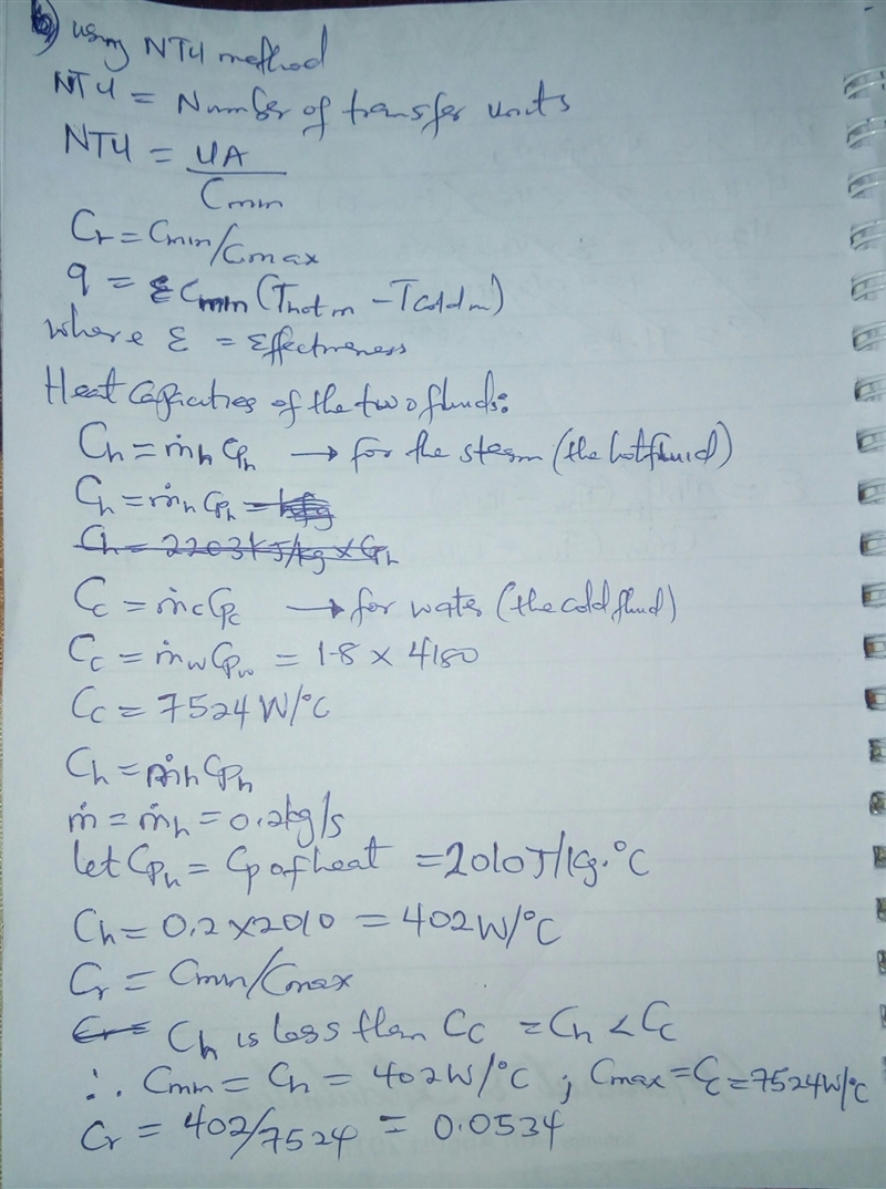 Water (cp = 4180 J/kg·°C) enters the 2.5 cm internal diameter tube of a double-pipe-example-4