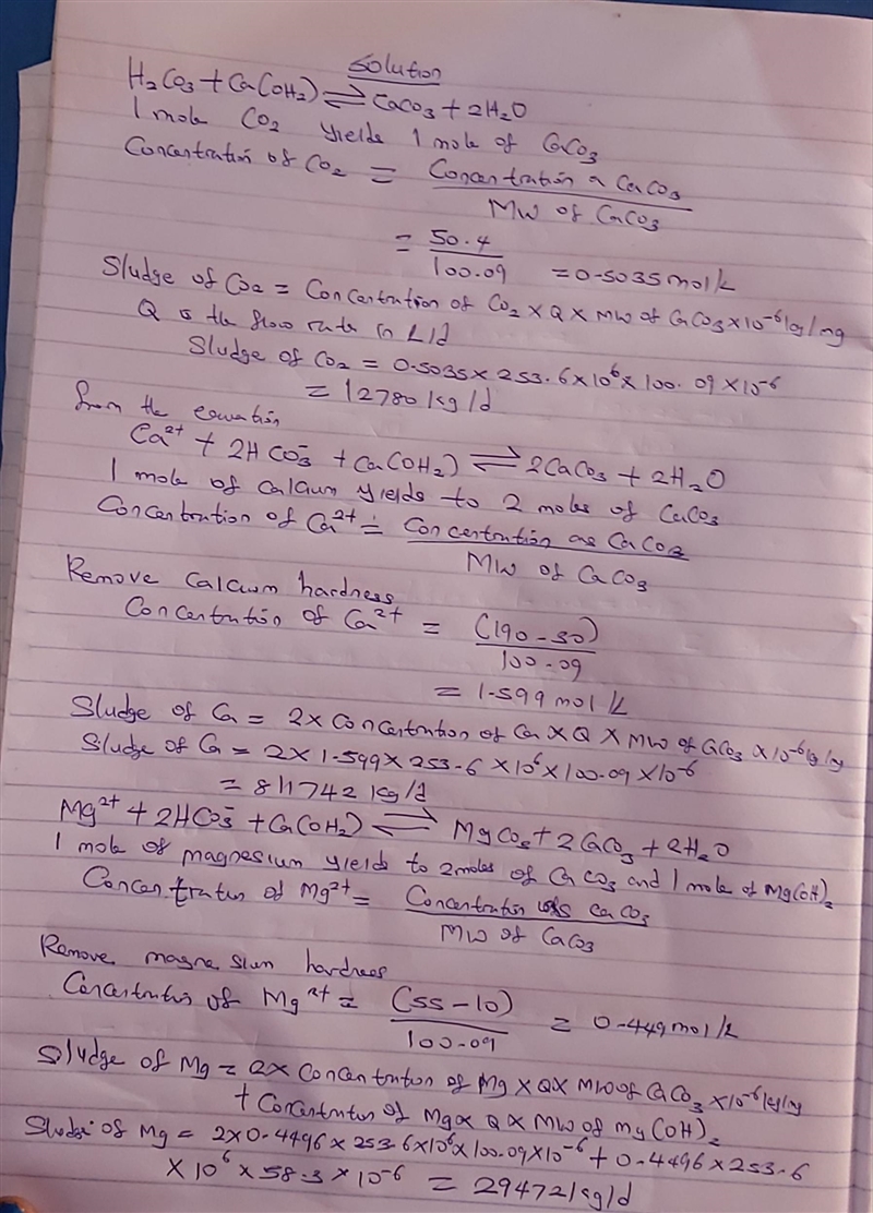 A water contains 50.40 mg/L as CaCO3 of carbon dioxide, 190.00 mg/L as CaCO3 of Ca-example-1