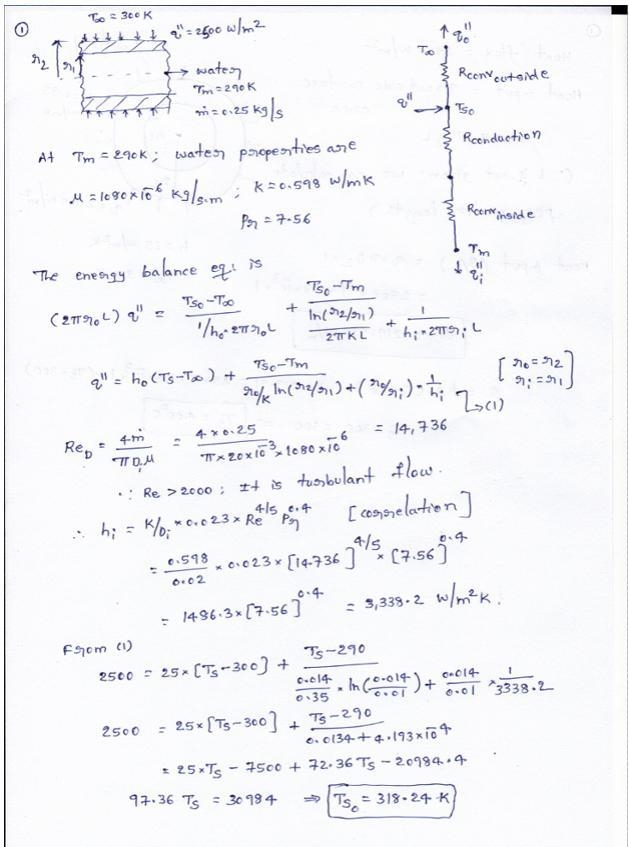 Water at 290 K and 0.25 kg/s flows through a Teflon tube of inner and outer radii-example-1