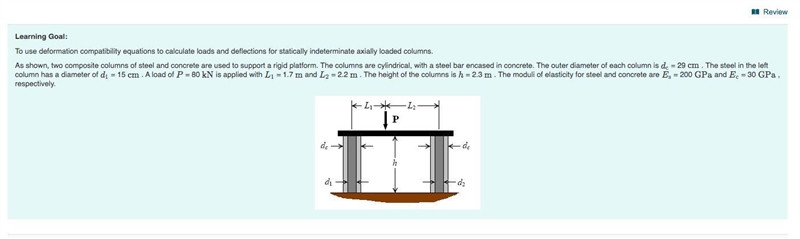 The steel and concrete in the left column are bonded so that there is no slip. What-example-1