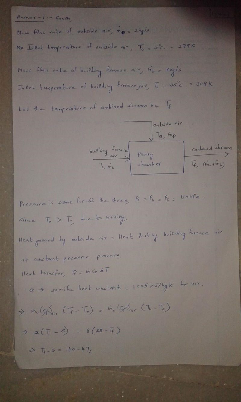 8. When supplying heated air for a building, one often chooses to mix in some fresh-example-1