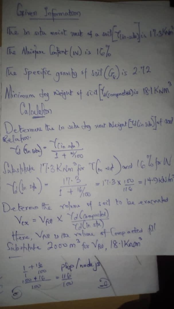 The in situ moist unit weight of a soil is 17.3 kN/m^3 and the moisture content is-example-1