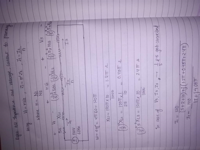 (3) In the following power system, the transformer is assumed to be ideal. Determine-example-1